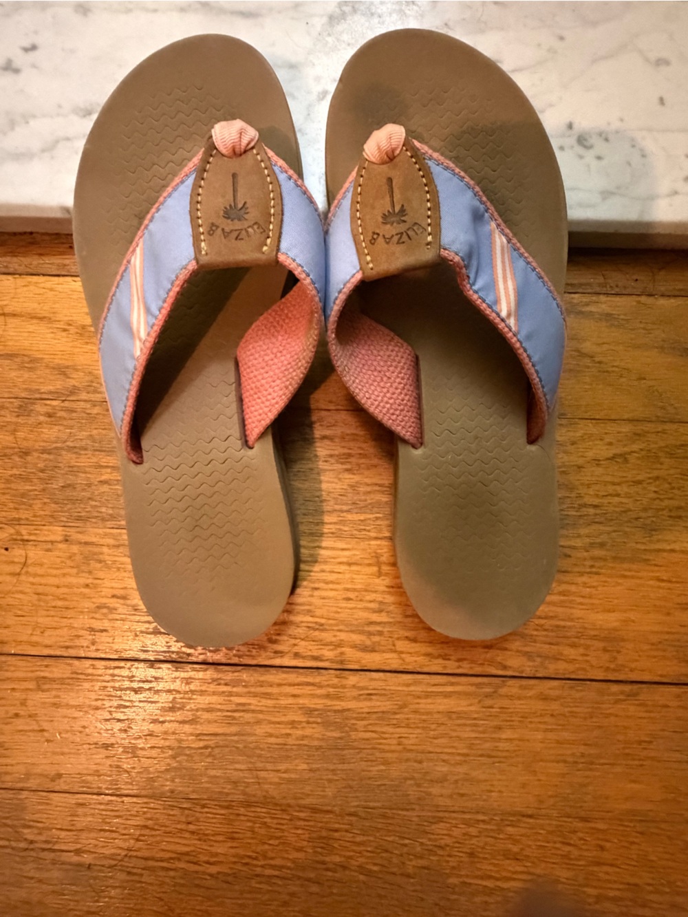Women's Blue and Brown Flip Flop Sandals